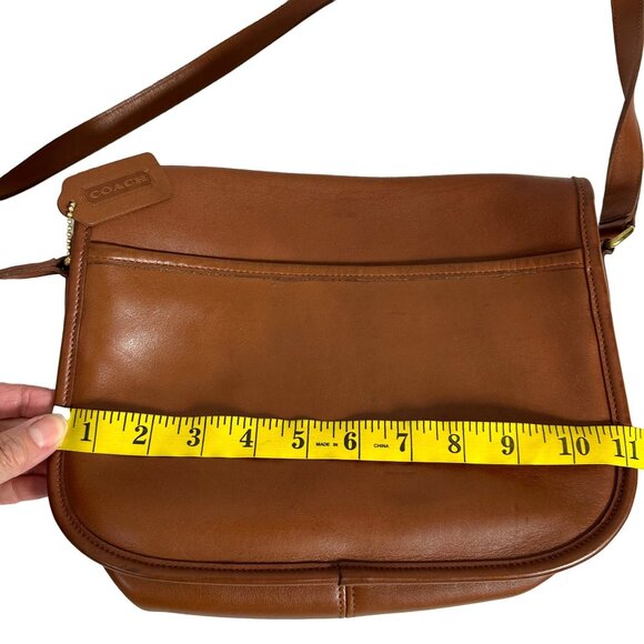Vintage Coach CITY BAG Crossbody British Tan Leather Flap Messenger 9790 TURKEY - Picture 12 of 16